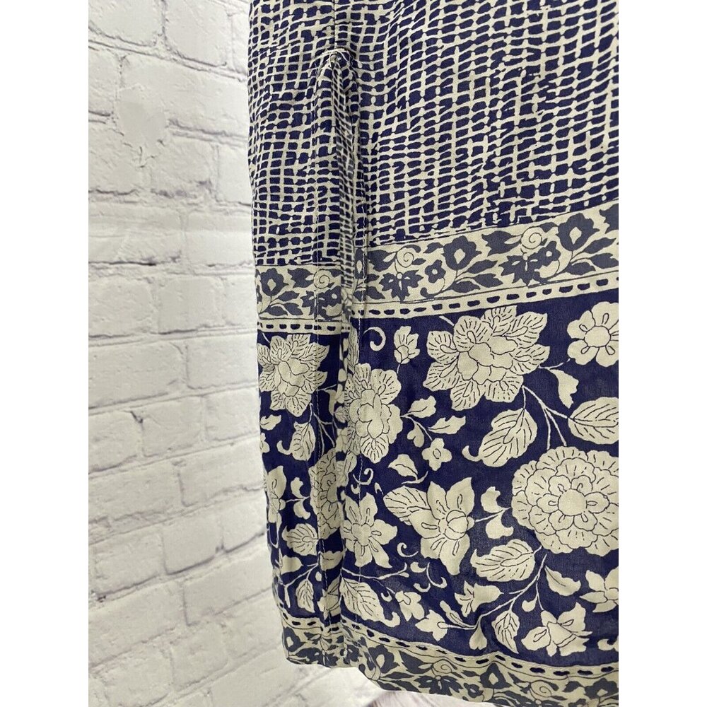 Patio Casuals Cabernet Long Blue White Floral Embroidered Pockets Dress S Small - Picture 6 of 12